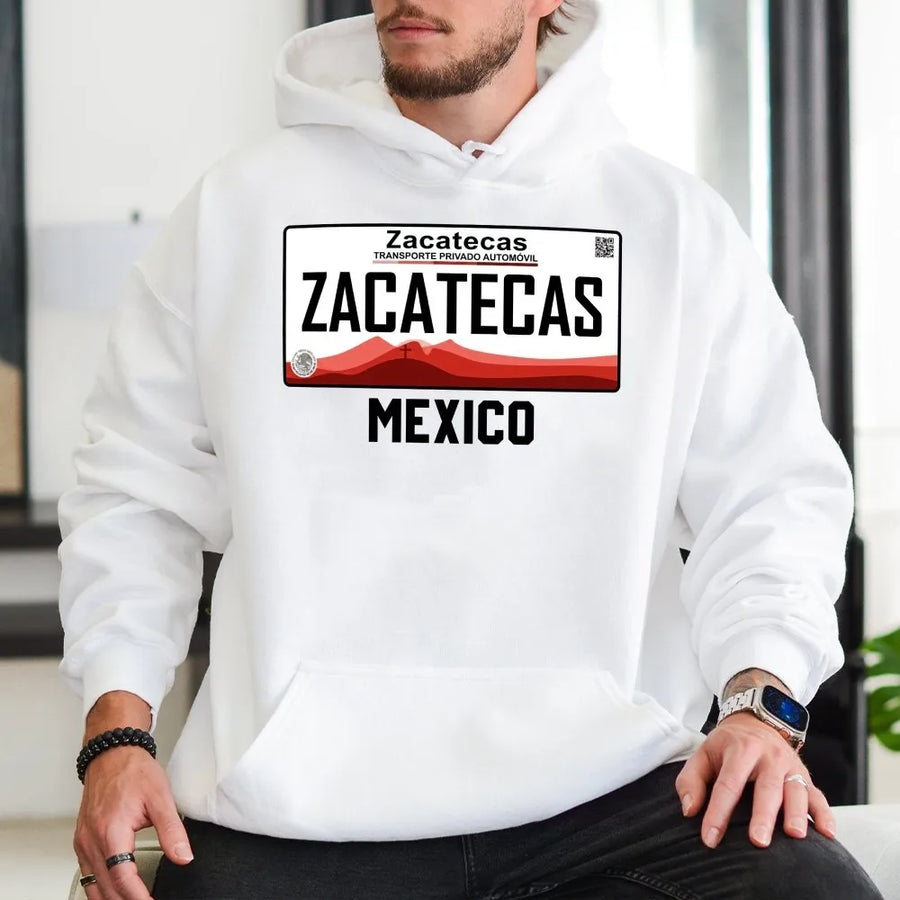 Zacatecas Mexico Hoodie | Vintage License Plate Graphic Tee | Soft Cotton Heritage Apparel | Gift for Zacatecano