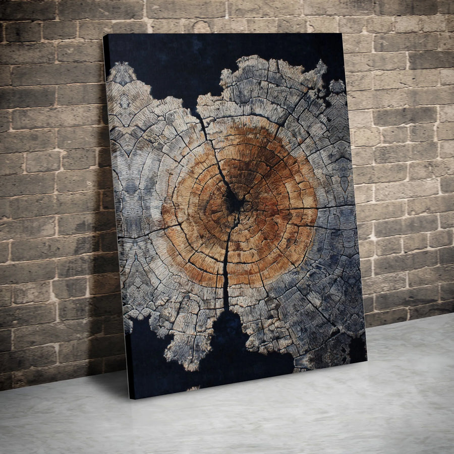 Rustic Tree Ring Canvas Print | Abstract Wood Slice Wall Art | Premium Gallery Wrap Canvas | Modern Farmhouse Decor Gift for Nature Lover