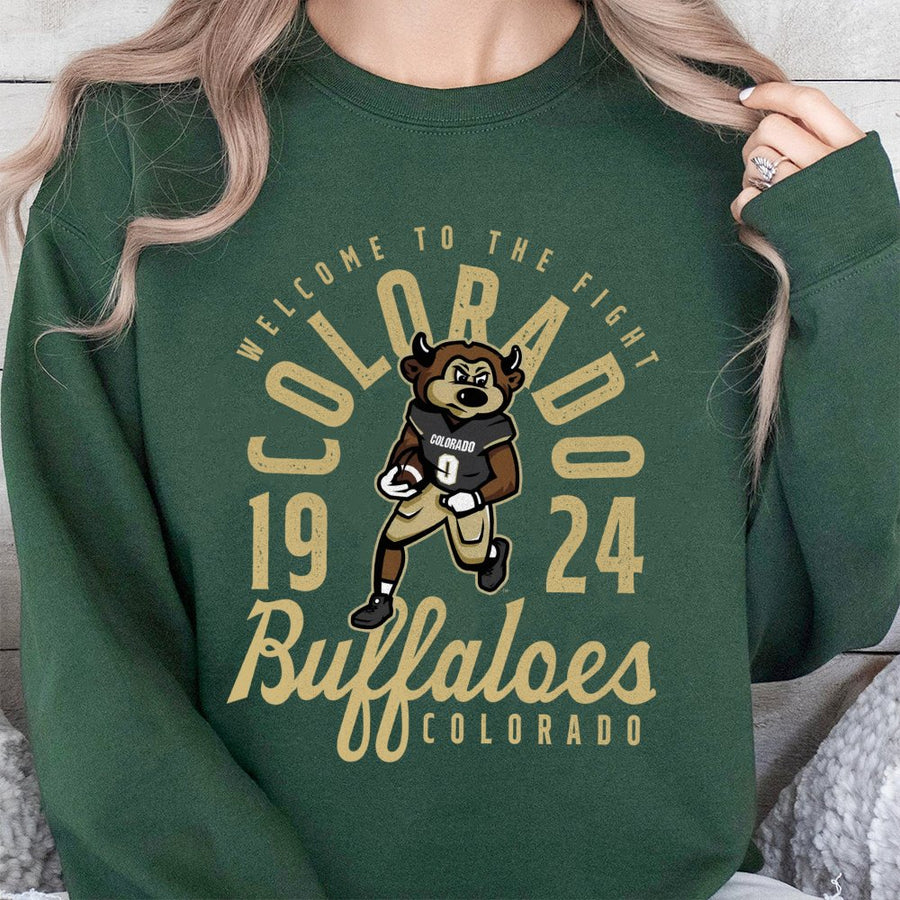 Welcome To The Fight Colorado 1924 Buffaloes With A Football Mascot Sweatshirt