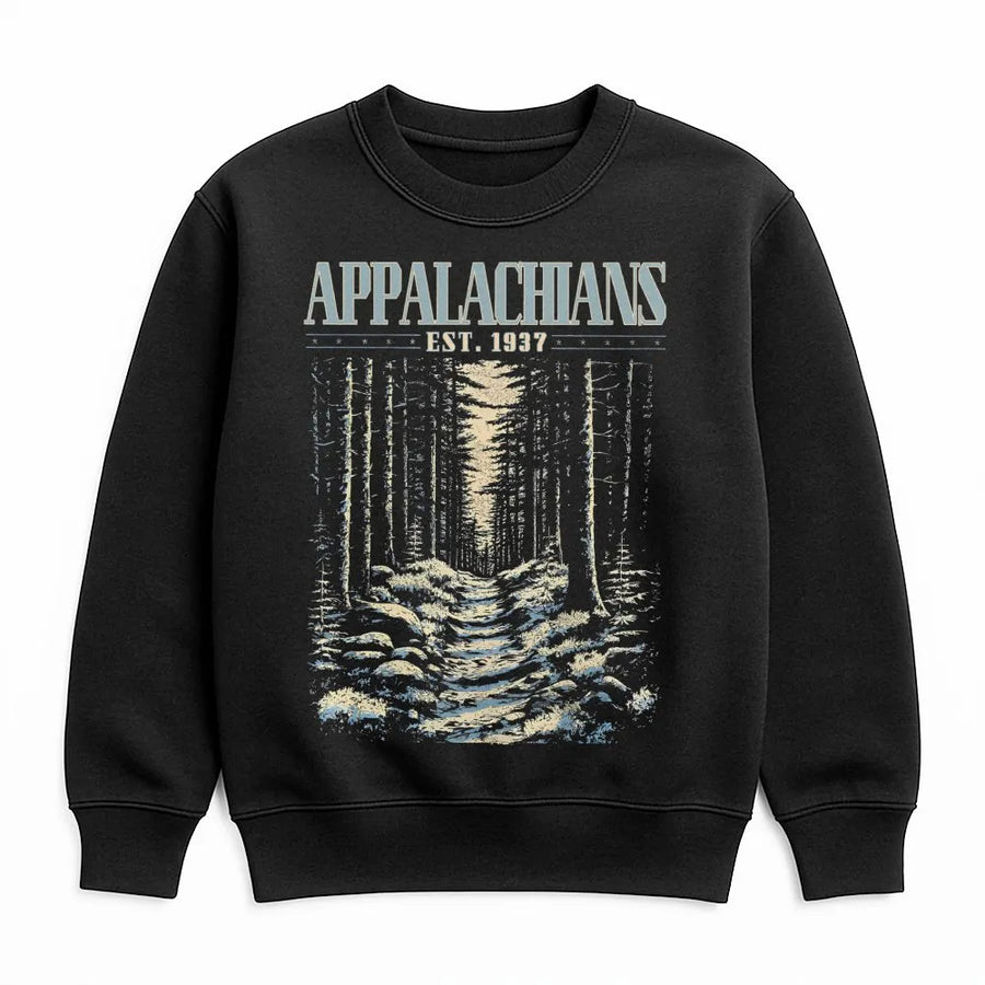 Appalachian Mountains Sweatshirt | Vintage Forest Hiking Graphic | Premium Cotton Blend Crewneck | Nature Lover Outdoor Adventure Gift