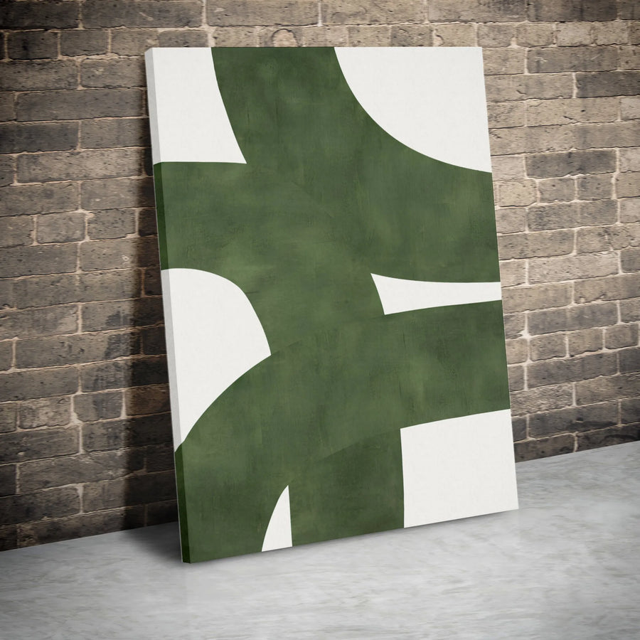 Abstract Green Canvas Wall Art | Minimalist Geometric Shapes Print | Premium 1.25-Inch Gallery Wrap | Modern Home Decor for Living Room
