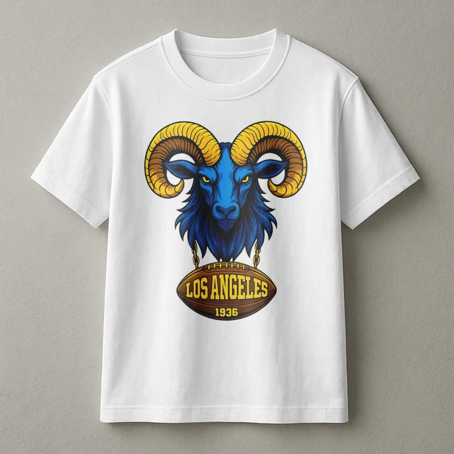 Los Angeles Ram T-Shirt, Bold Goat Head & Football Graphic, Casual Streetwear – Add To Cart Buy Now T-Shirt, Sporty
