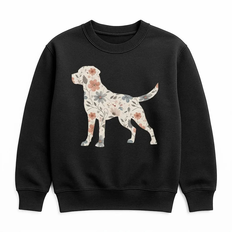 Floral Labrador Retriever Sweatshirt | Botanical Lab Dog Mom Art | Soft Cotton Blend Crewneck | Cute Animal Lover Gift