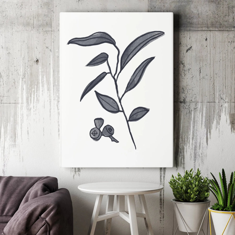 Eucalyptus Canvas Wall Art | Minimalist Botanical Leaf Sketch | Premium 1.25" Gallery Wrap Canvas | Modern Farmhouse Home Decor Gift