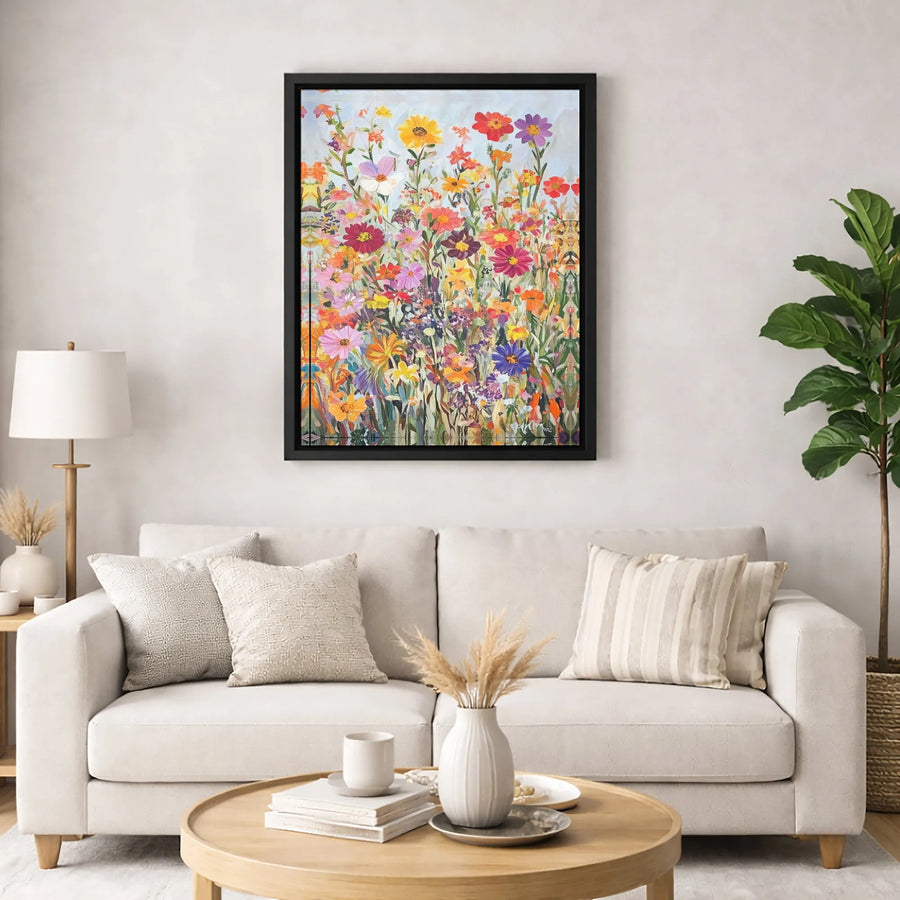 Wildflower Meadow Canvas Print | Vibrant Botanical Floral Wall Art | Premium Fade-Resistant Gallery Wrap | Modern Home Decor Gift