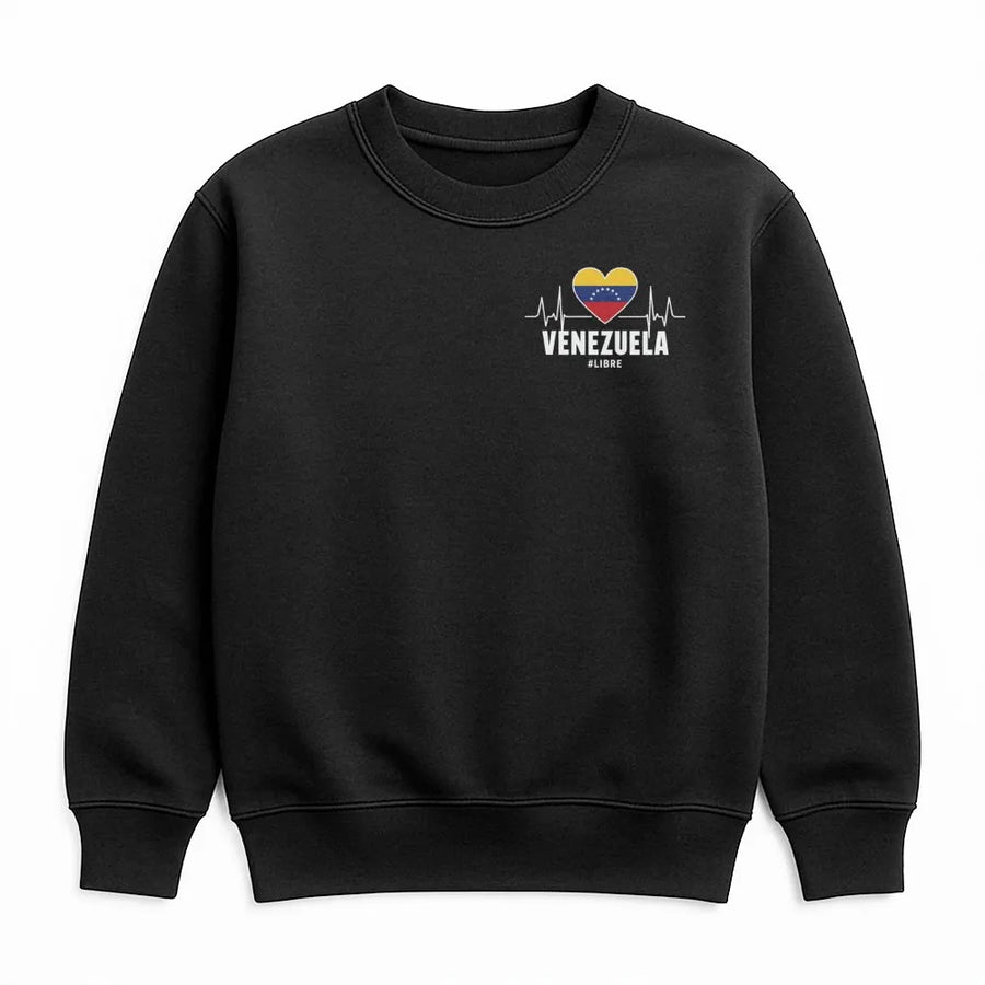 Venezuela Heartbeat Sweatshirt | Venezuela Libre Flag Heart Graphic | Premium Cotton Blend Unisex Pullover | Patriotic Gift for Venezuelan Pride