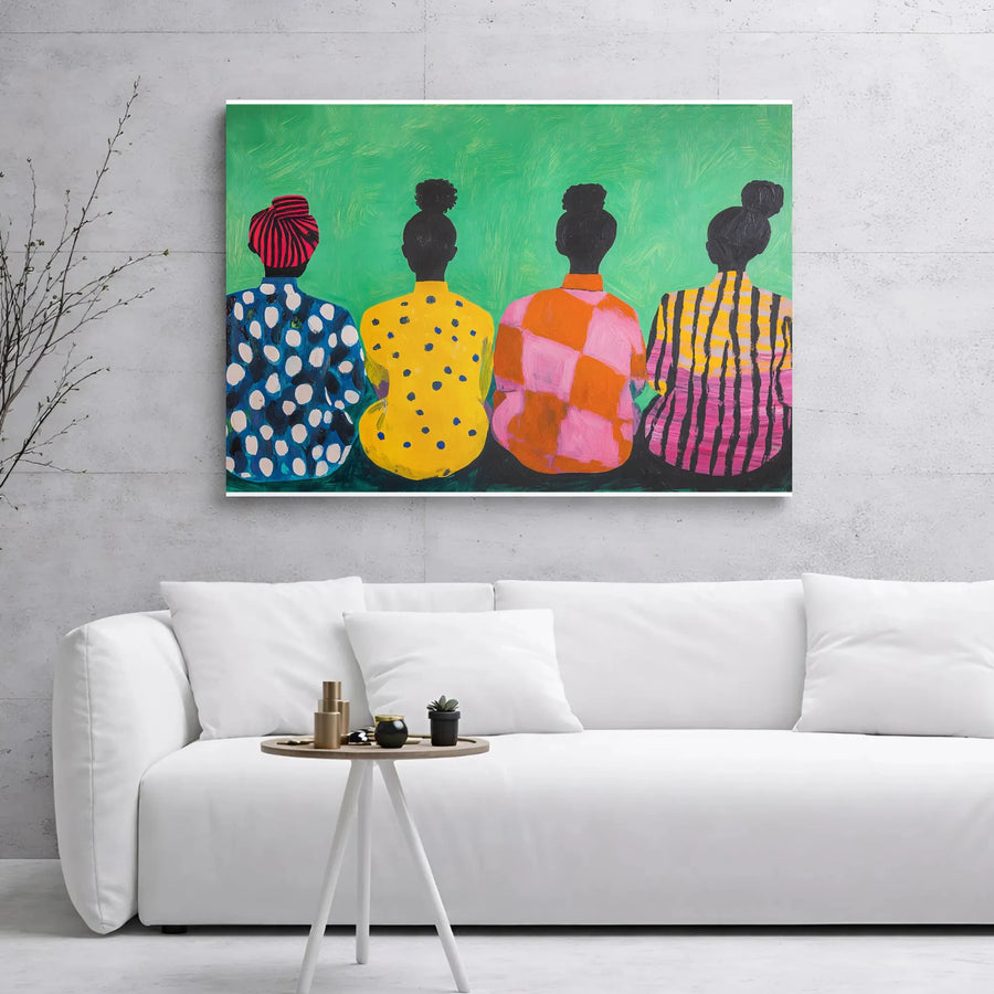 Black Women Wall Art | Vibrant Cultural Portrait Canvas Print | Premium Gallery Wrap Decor | Modern Afrocentric Living Room Gift