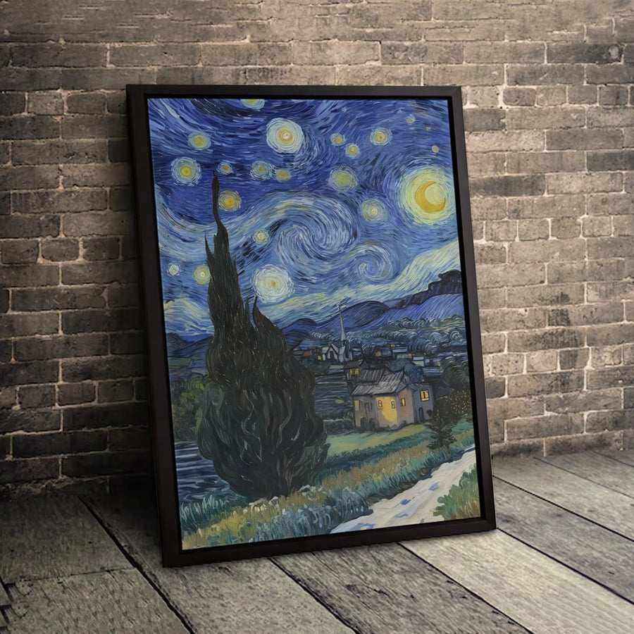 Vincent Van Gogh Starry Night Canvas Art | Fine Art Gallery Wrap Print | Premium Fade-Resistant Wall Decor | Classic Masterpiece for Home Office