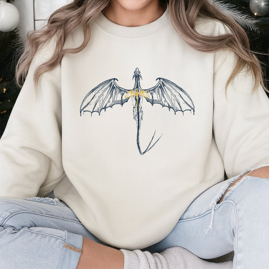 Dragon Rider Sweatshirt | Mythical Fantasy Creature Graphic | Premium Cotton Blend | Gift For Book Lovers and Fantasy Readers