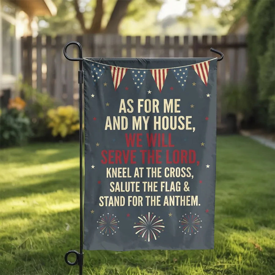 Christian Patriotic Garden Flag | As For Me And My House Quote | Double Sided Weather Resistant Polyester | Religious American Yard Decor Gift