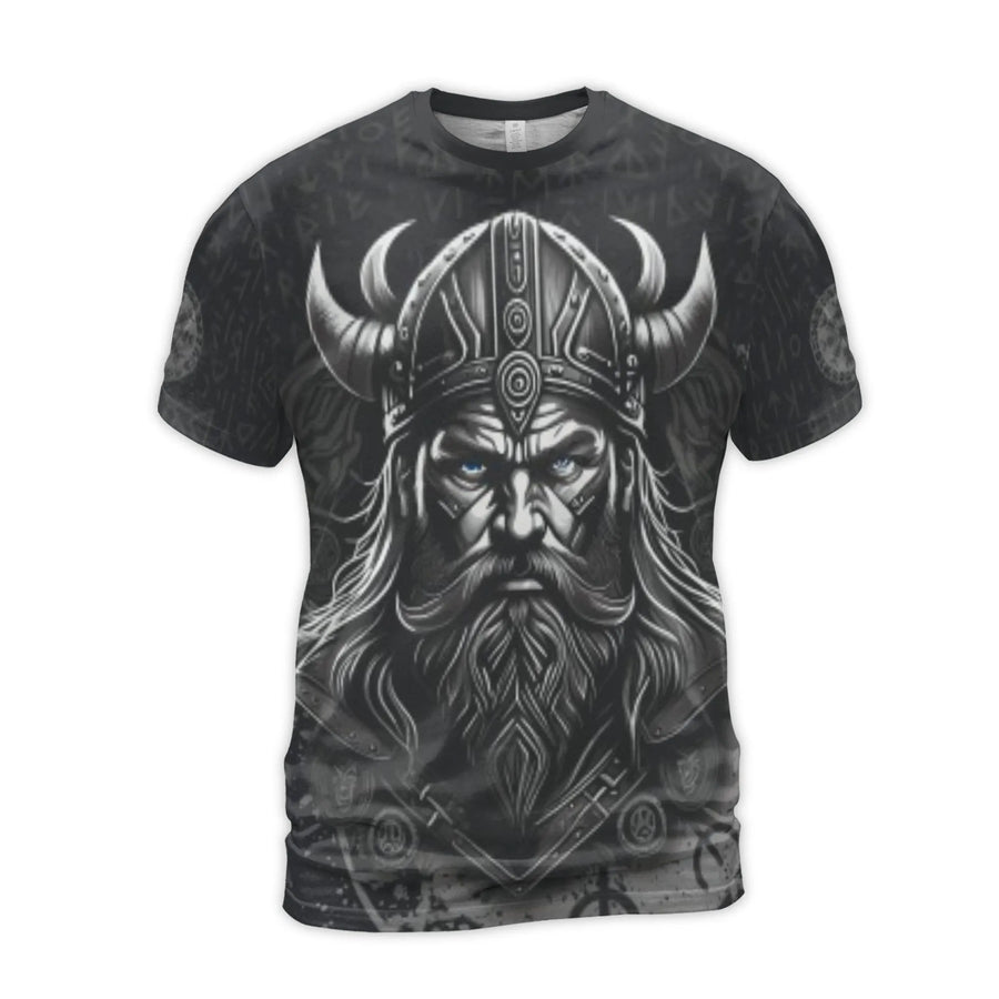 Viking Warrior 3D T-Shirt | Norse Mythology Graphic Tee | Premium Polyester Blend All-Over Print | Norsemen Gift for Men