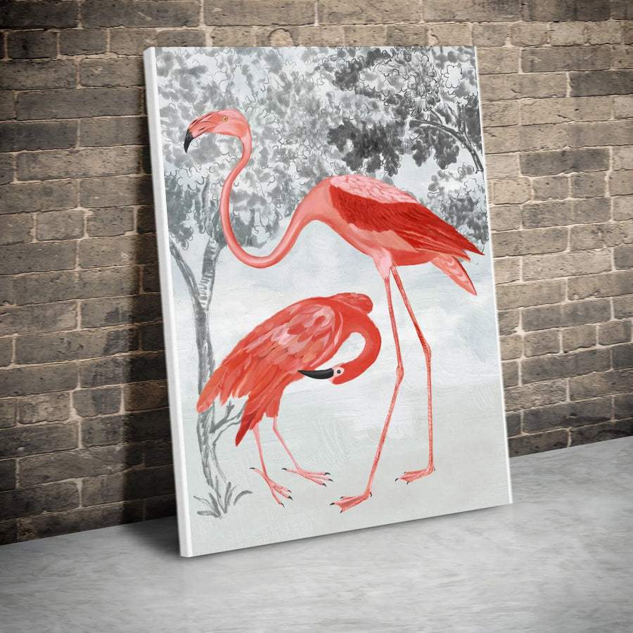 Flamingo Canvas Wall Art | Modern Pink Flamingo Illustration | Premium 1.25" Thick Canvas | Tropical Home Decor Gift for Bird Lover