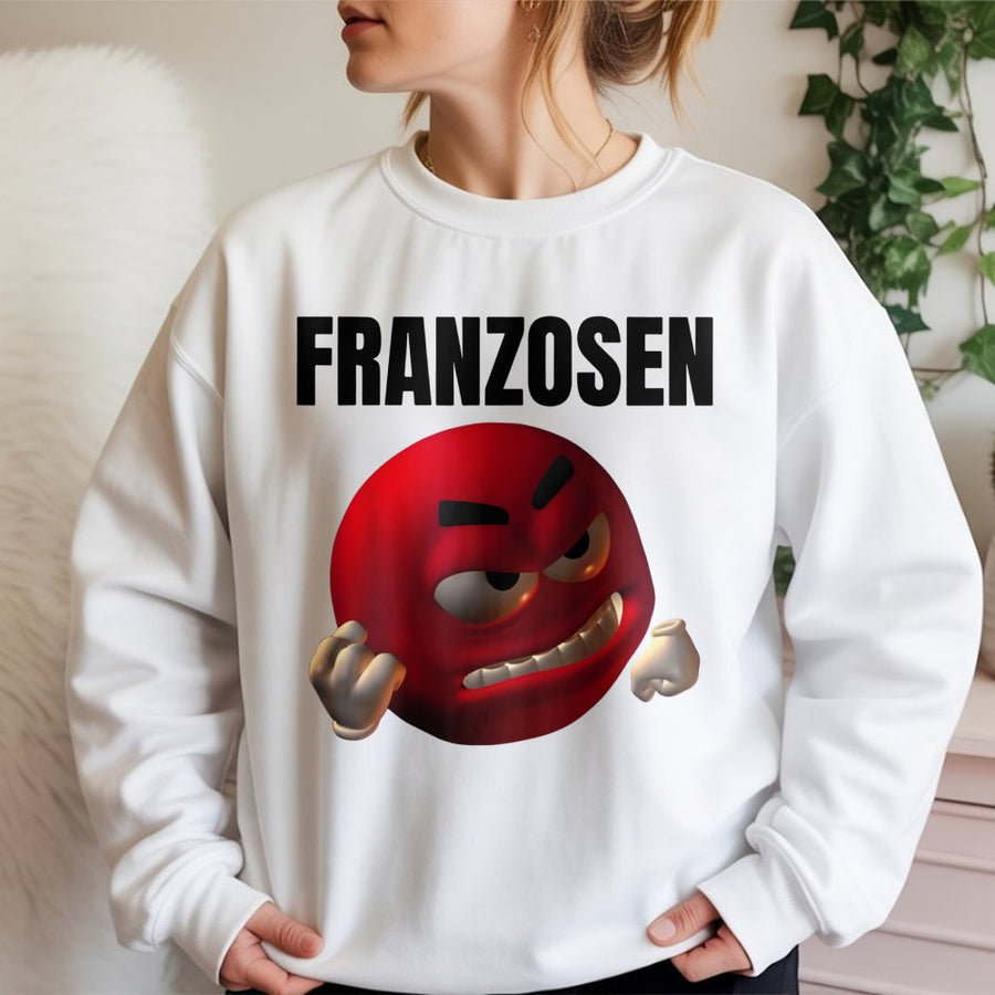 Franzosen Sweatshirt | Funny Angry Emoji Meme Design | Cotton-Blend Premium Crewneck | Unisex German Humor Gift