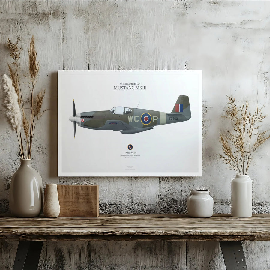 P-51 Mustang MkIII Canvas Print | 309 Squadron RAF Aviation Art | Premium Gallery Wrapped Wall Decor | WWII Aircraft Gift for History Buffs