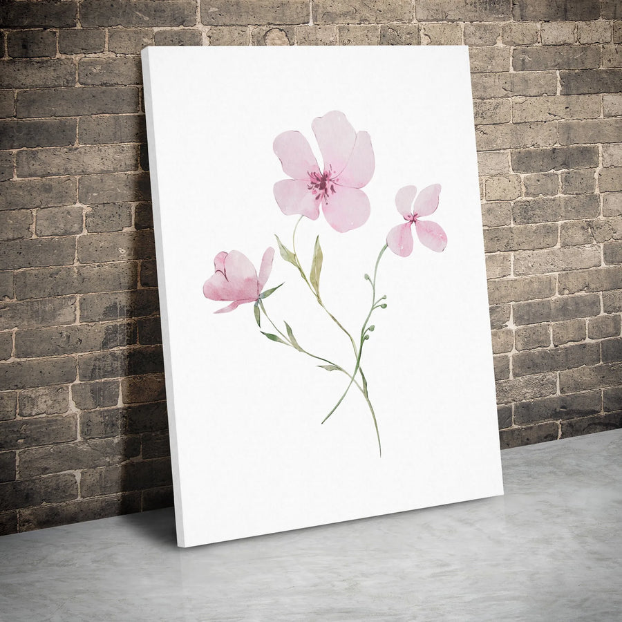 Watercolor Pink Flower Wall Art | Minimalist Botanical Canvas Print | Premium Gallery Wrap | Floral Home Decor Gift for Her