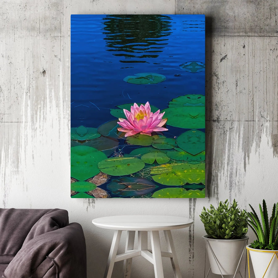 Pink Water Lily Canvas Wall Art | Vibrant Pond Floral Print | Premium Gallery Wrap 1.25 inch | Zen Home Decor Gift for Nature Lovers
