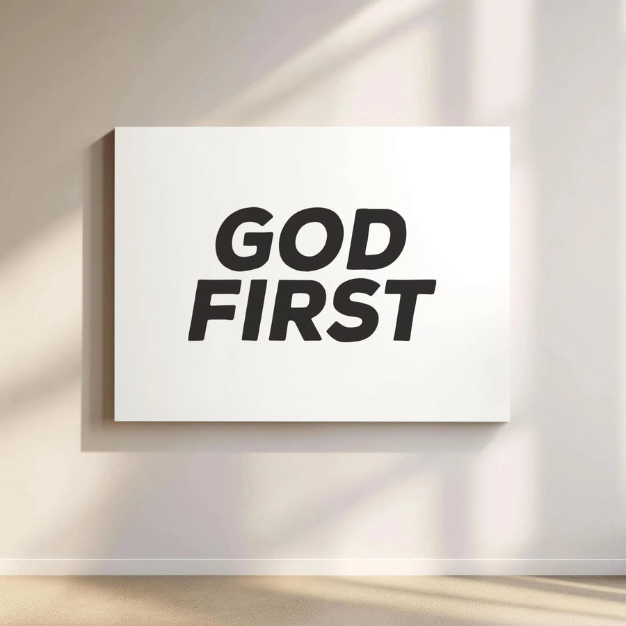 God First Canvas Wall Art | Minimalist Christian Typography | Premium Gallery Wrap Print | Inspirational Home Decor Gift for Believers