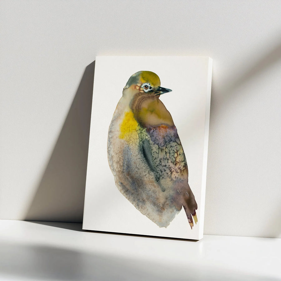 Watercolor White-Eye Bird Canvas | Minimalist Painting Wall Art | Premium 1.25" Thick Gallery Wrap | Nature Lover Home Decor Gift