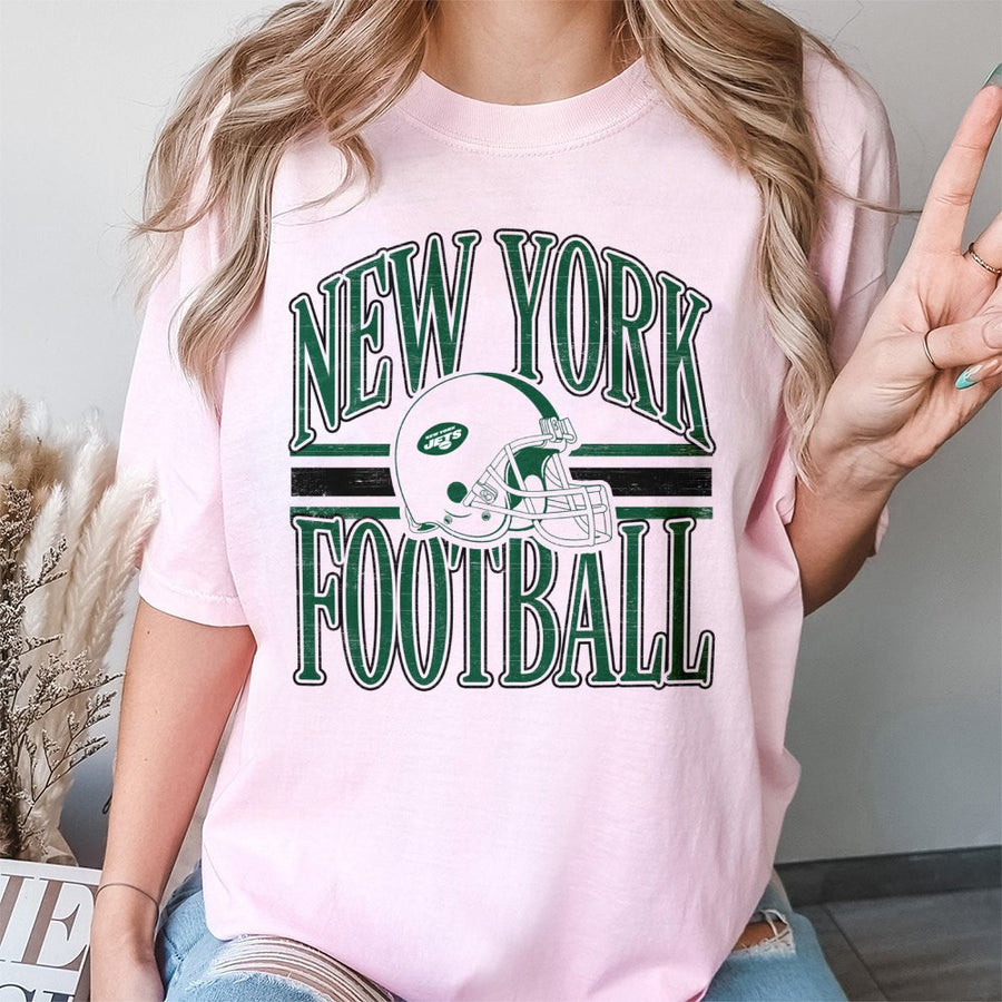 New York Football With New York Jets Helmet T-Shirt