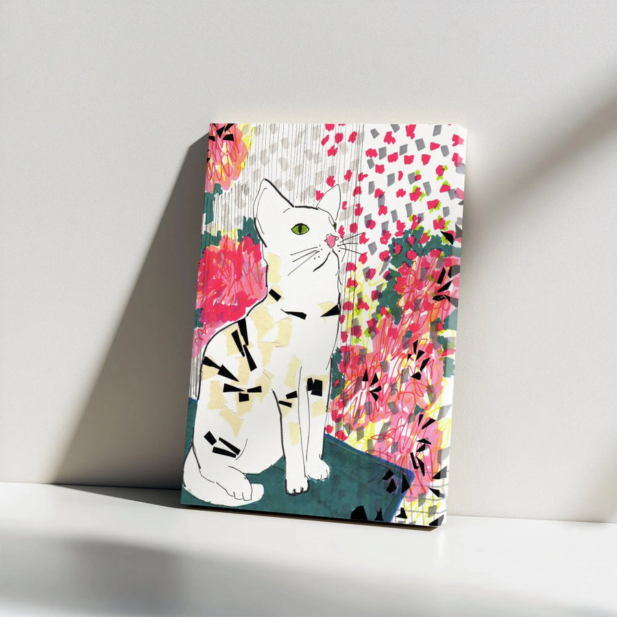 Abstract Cat Canvas Wall Art | Colorful Pop Art Cat Illustration | Premium Thick Canvas Print | Modern Home Decor Gift for Cat Lover