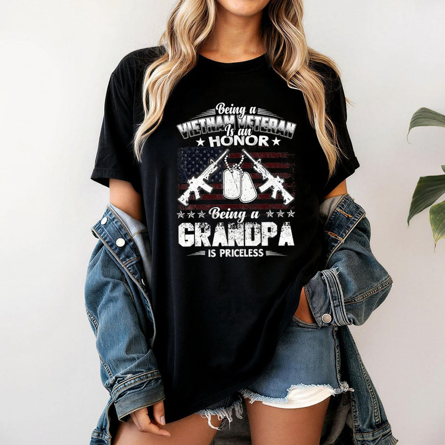 Vietnam Veteran T-Shirt | Grandpa Gift Idea | 100% Cotton Premium Military Graphic | Patriotic Shirt for Retired Army Hero Grandpa