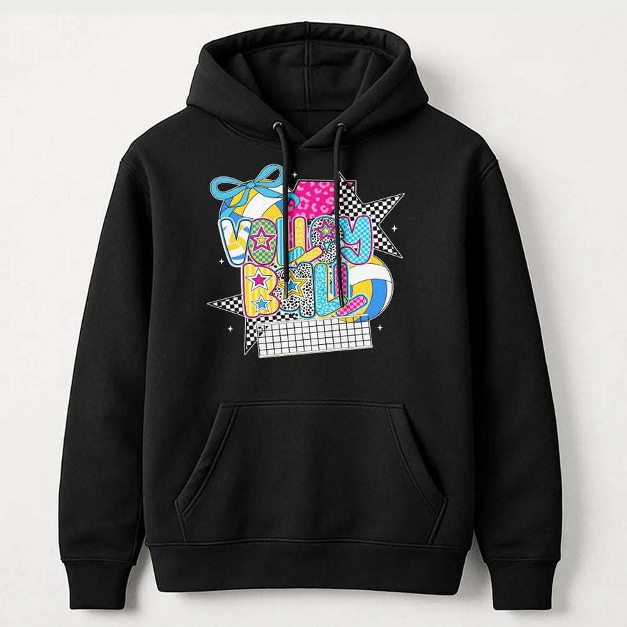 Volleyball Hoodie | Preppy Aesthetic Coquette Graphic Design | Soft Cotton-Polyester Blend | Game Day Gift For Volleyball Players And Fans