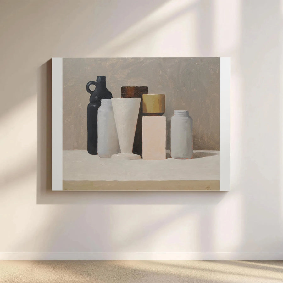 Modern Still Life Canvas Wall Art | Minimalist Vessel Painting Print with Neutral Tones | Premium Gallery Wrap Canvas | Modern Home Decor Gift