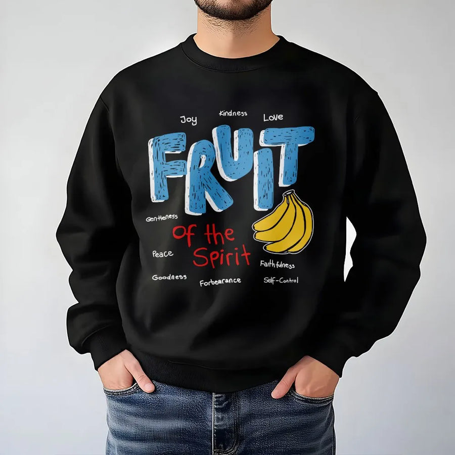 Fruit of the Spirit Sweatshirt | Hand-Drawn Bible Verse Graphic | Soft Breathable Cotton | Inspirational Christian Gift for Men & Women