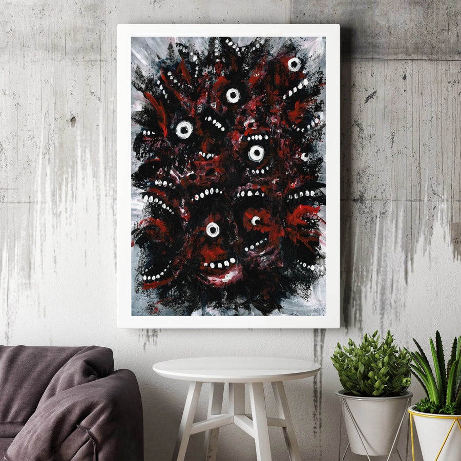 Abstract Monster Wall Art | Dark Surrealism Many Eyes Print | 1.25 Inch Gallery Wrap Canvas | Gothic Home Decor For Horror Enthusiasts