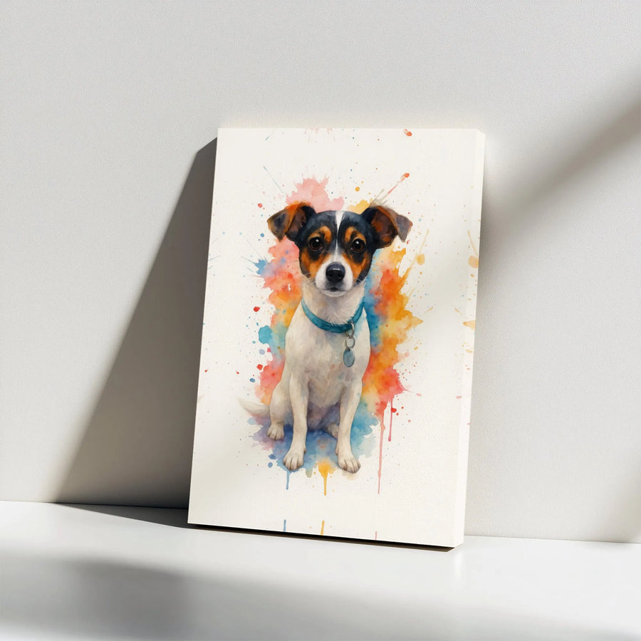 Jack Russell Terrier Wall Art | Colorful Watercolor Dog Portrait | Premium 1.25 Inch Gallery Wrap Canvas | Pet Lover Home Decor Gift