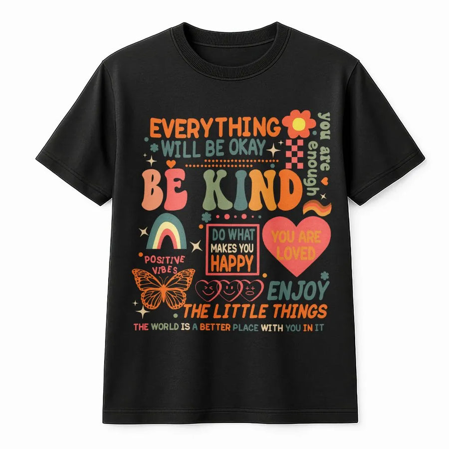 Be Kind T-Shirt | Retro Mental Health Awareness Graphic | Premium 100% Cotton Tee | Inspirational Self Love Gift For Women And Men