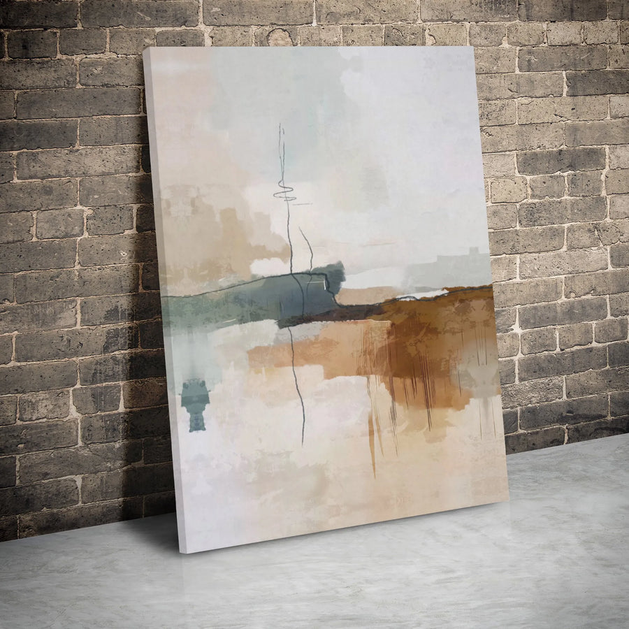 Abstract Landscape Canvas Wall Art | Neutral Earth Tone Minimalist Print | Premium 1.25 inch Gallery Wrap | Modern Home Decor for Living Room
