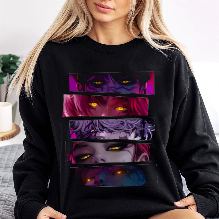 Anime Eyes Graphic Sweatshirt | Demon Aesthetic Manga Print | Premium Cotton Blend | Gift for Otaku and Kpop Fan