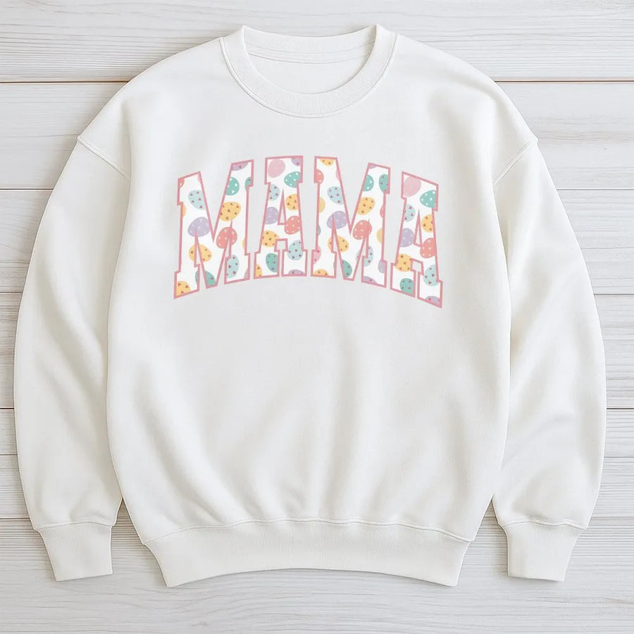 Mama Easter Sweatshirt | Cute Bunny Graphic Crewneck | Premium Cotton Blend | Trendy Mom Gift for Spring Holiday Pregnancy Reveal
