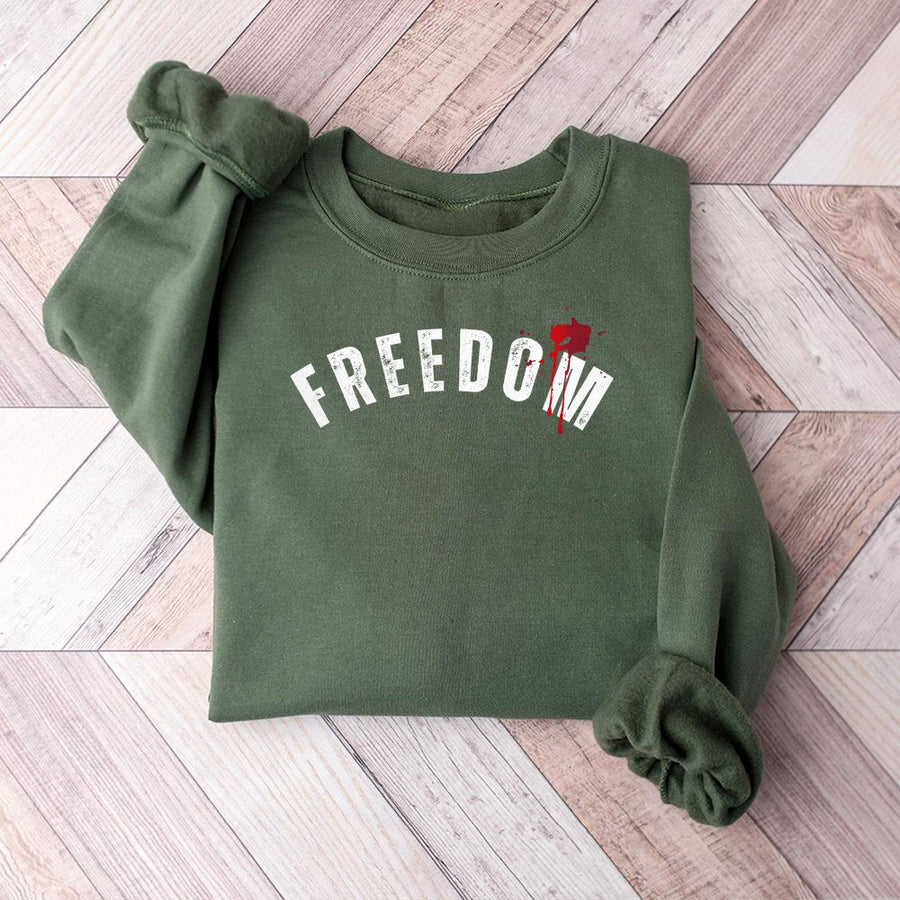 Freedom Sweatshirt | Distressed Americana Typography Graphic | Premium Cotton Blend | Unisex Patriotic Gift for Conservatives