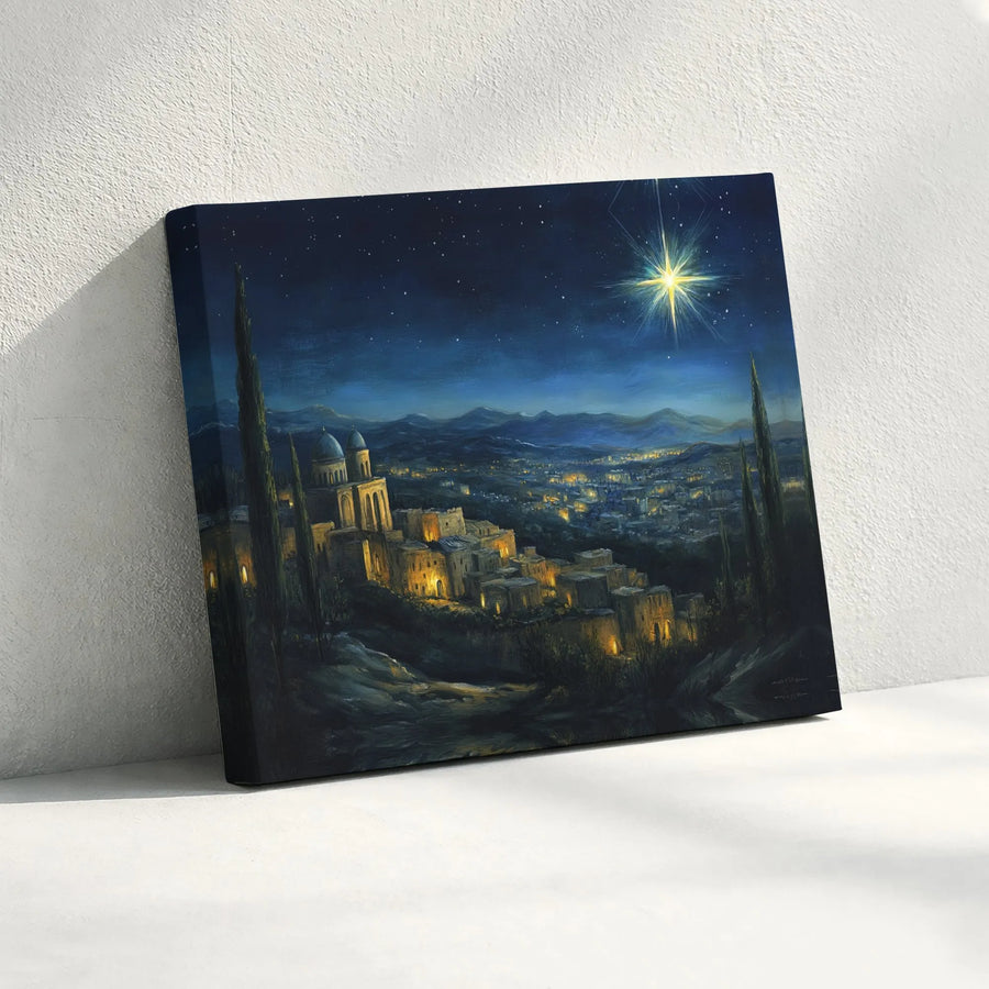 Star of Bethlehem Wall Art | Religious Nativity Landscape | Premium 1.25-Inch Gallery Canvas | Christmas Home Decor Gift for Believers