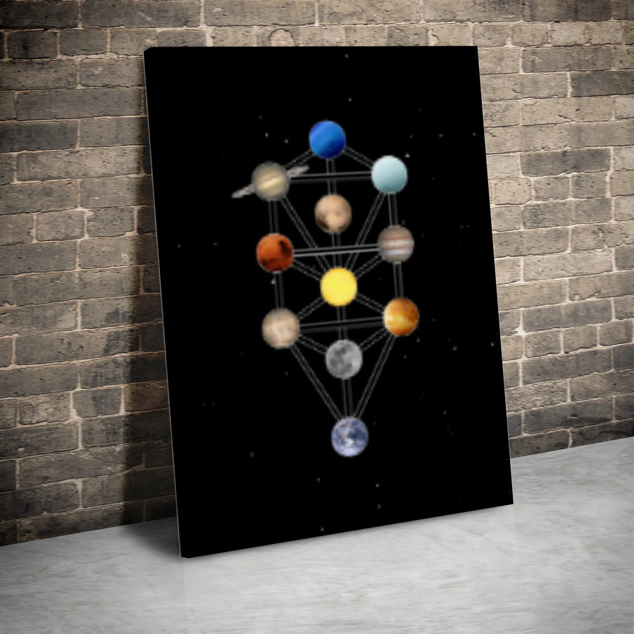 Tree of Life Canvas Print | Kabbalah Sacred Geometry Solar System Wall Art | Premium Gallery-Wrapped Canvas | Spiritual Home Decor Gift for Seekers