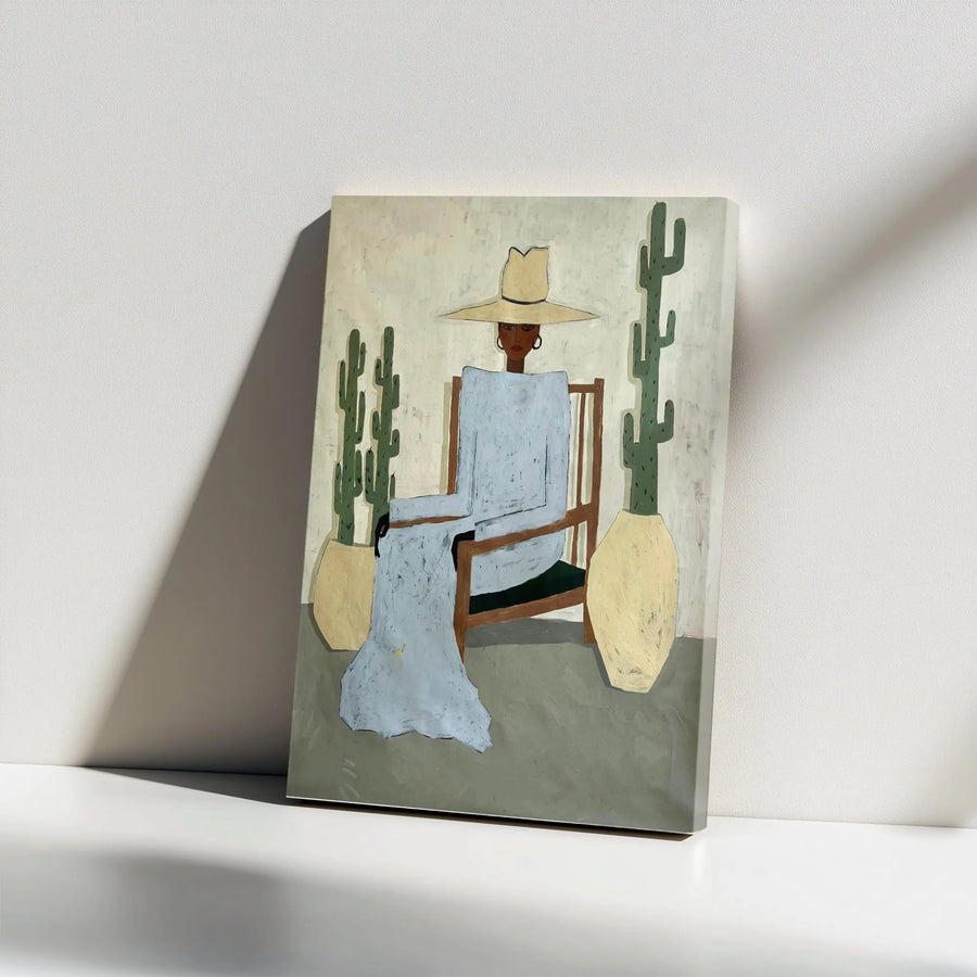 Abstract Woman Portrait Vertical Canvas | Minimalist Southwestern Art Print | Premium Gallery Wrapped Canvas | Modern Living Room Wall Decor Gift