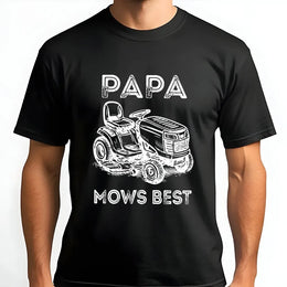 Funny Dad T-Shirt | Papa Mows Best Vintage Lawn Mower Graphic | Cozy Cotton Blend | Father's Day Gift for Dad & Grandpa