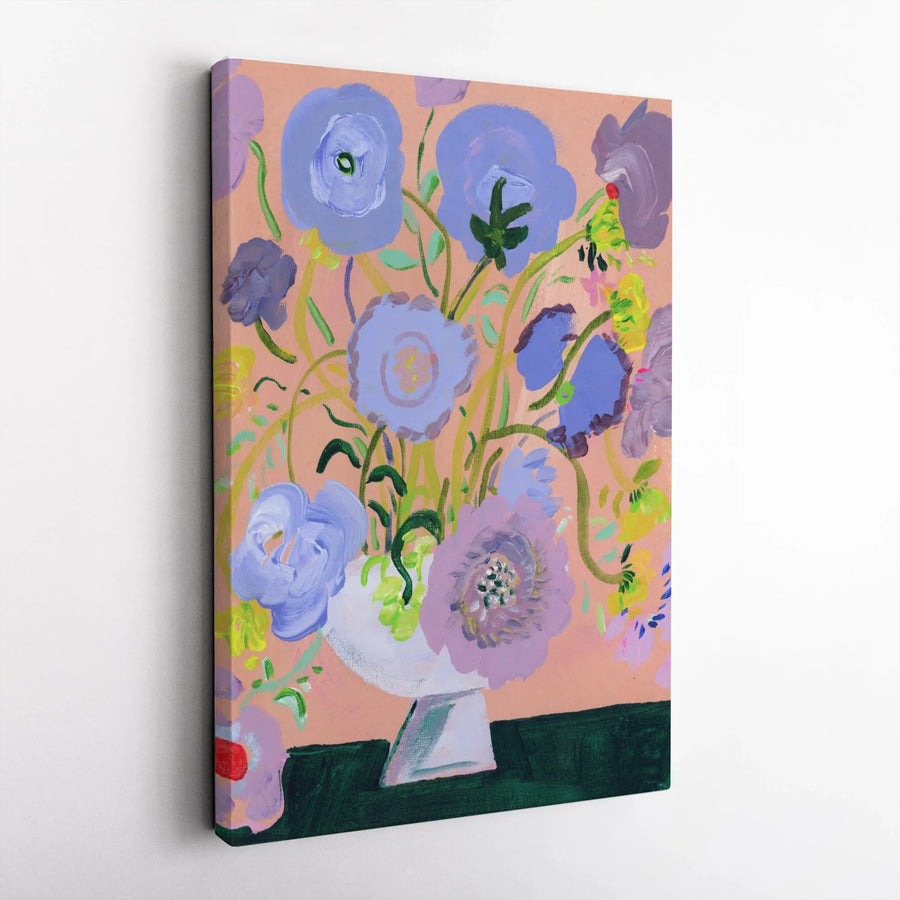 Abstract Lilac Floral Canvas Wall Art | Modern Botanical Still Life Painting | Gallery Wrapped 1.25" Thick Canvas | Premium Living Room Home Decor Gift