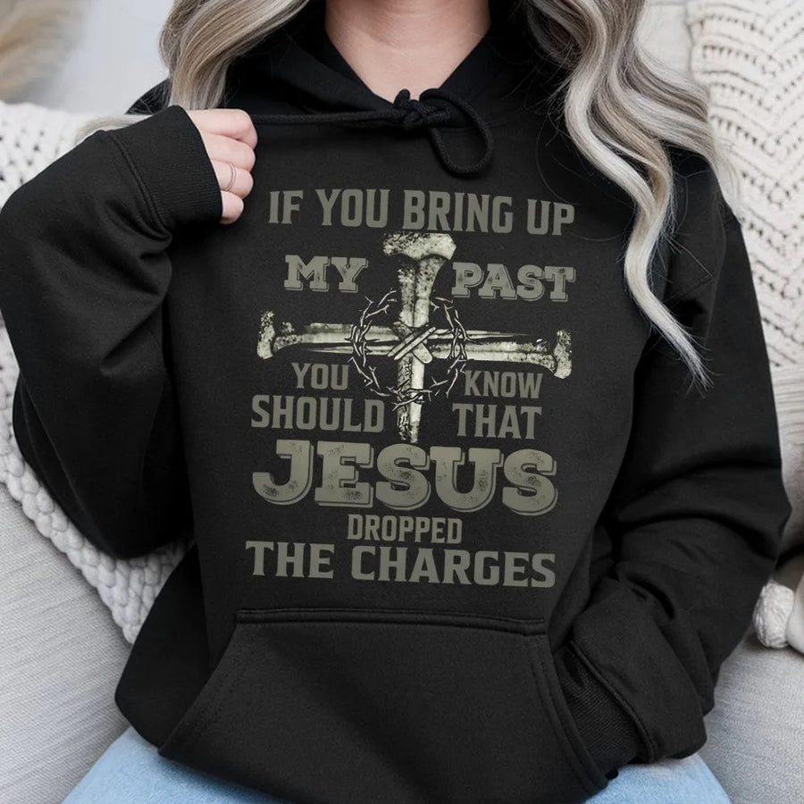 Jesus Dropped The Charges Hoodie | Christian Faith Cross Graphic | Premium Cotton Blend | Inspirational Religious Gift for Men and Women