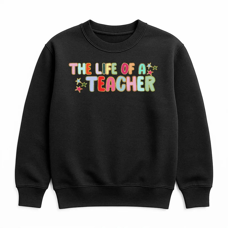 Retro Teacher Shirt | Colorful 'The Life of a Teacher' Graphic Tee | Soft Cotton T-Shirt | Teacher Appreciation Gift for Elementary School Educator