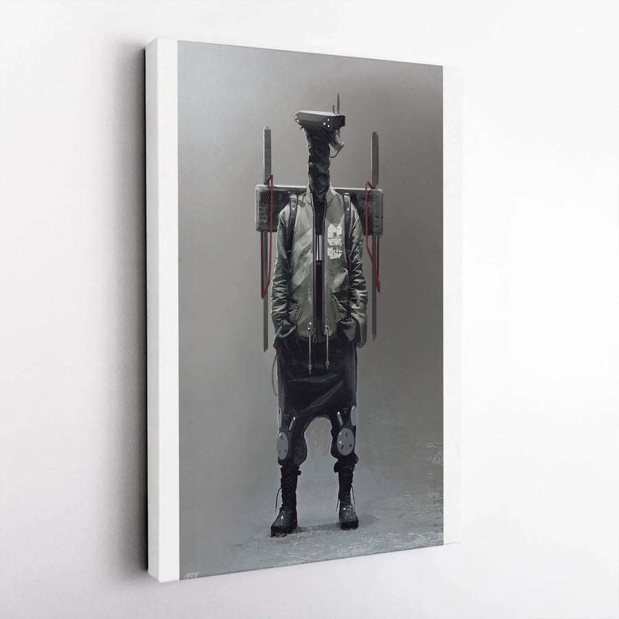 Cyberpunk Robot Canvas Wall Art | Futuristic Sci-Fi Character Print | Premium Gallery Wrapped Canvas | Gamer Room & Office Decor Gift