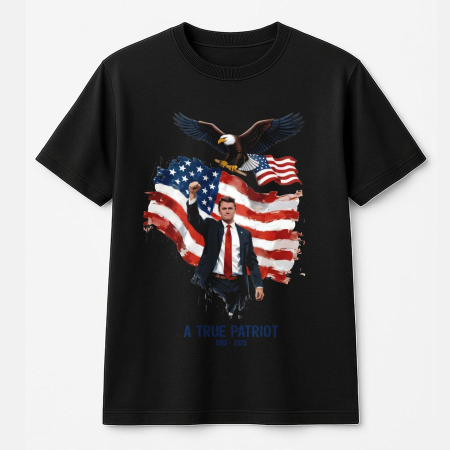 True Patriot Graphic T-Shirt | American Bald Eagle and Flag Design | Premium 100% Cotton Tee | Conservative Republican Gift for Men and Women