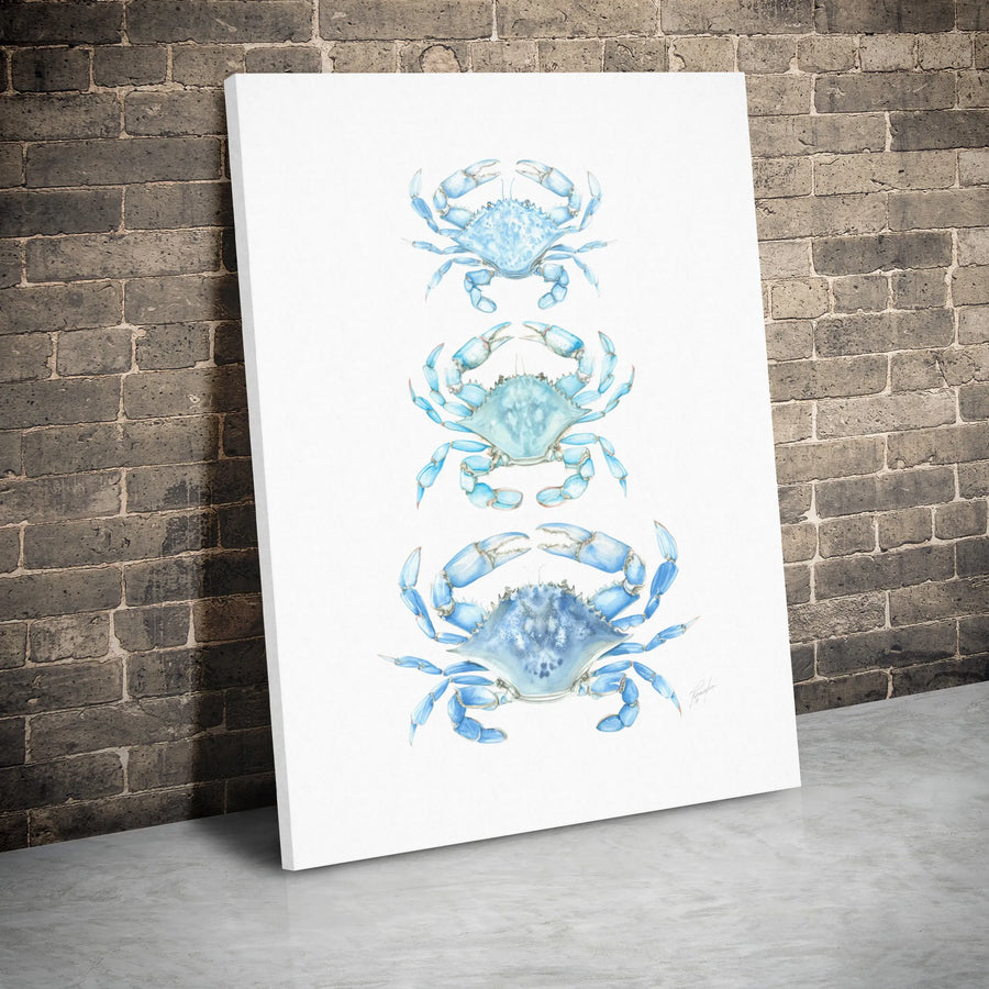 Blue Crab Wall Art | Watercolor Coastal Decor Print | Premium 1.25" Gallery Wrap Canvas | Beach House & Nautical Bathroom Gift