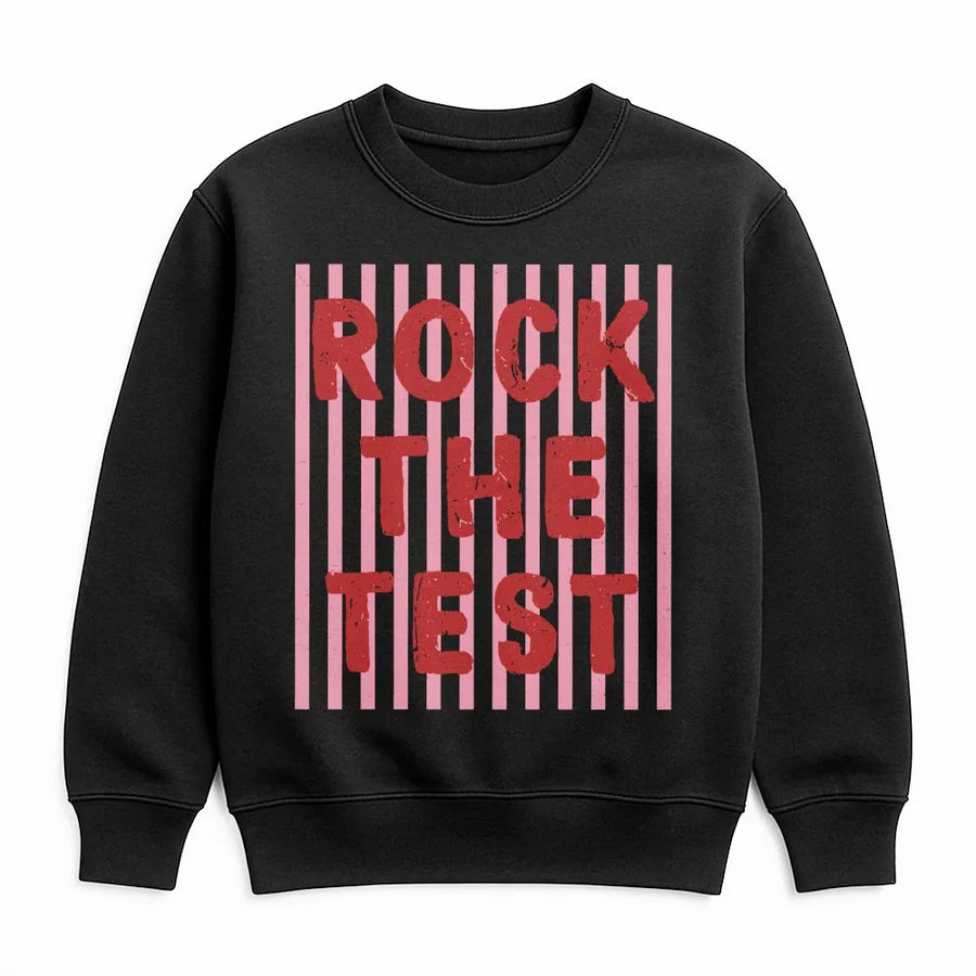 Rock The Test Sweatshirt | Funny Teacher Testing Day Graphic Tee | Soft Cotton | Motivational Gift for Student or Teacher