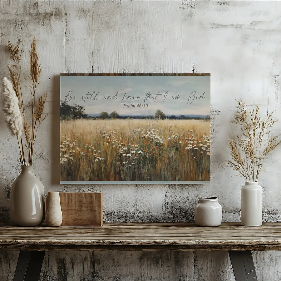 Psalm 46:10 Wall Art | Be Still and Know Canvas Print | Christian Home Decor Landscape | Faith-Inspired Housewarming Gift