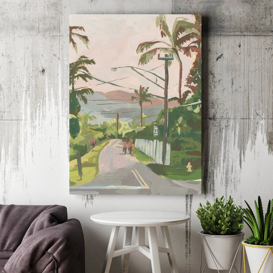 Road to Hanalei Vertical Canvas Print | Painterly Hawaiian Landscape Art | Premium Gallery Wrapped Canvas | Gift for Traveler & Coastal Home Decor