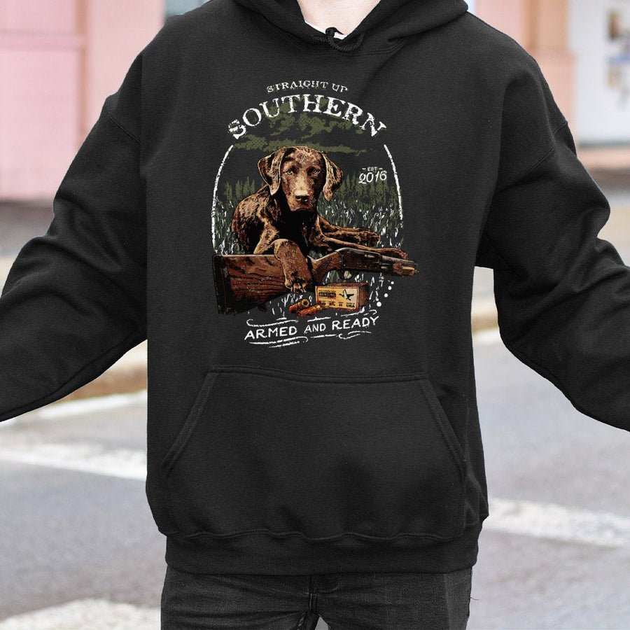 Lab Retriever Hunting Hoodie | Straight Up Southern Graphic | Cotton-Poly Blend | Premium Gift for Dog Lovers and Outdoor Enthusiasts