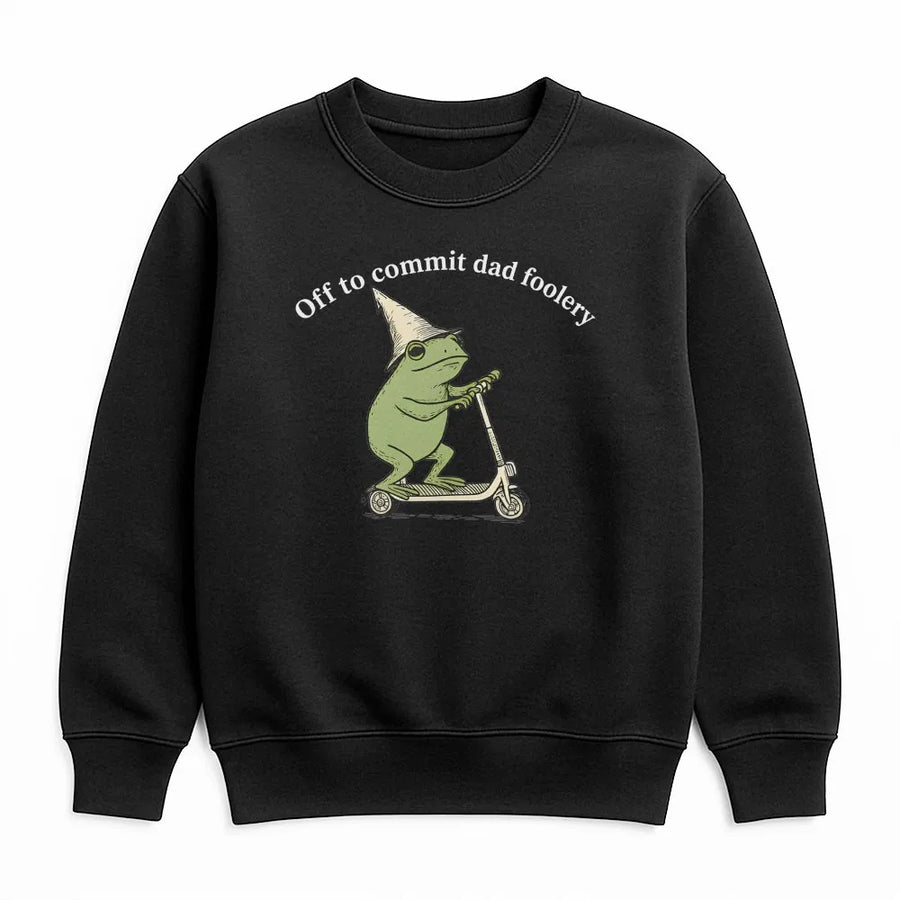 Funny Frog Dad Sweatshirt | 'Off to Commit Dad Foolery' Graphic Tee | Premium Comfort Colors Cotton | Humorous Gift for Dad, Father's Day, New Father